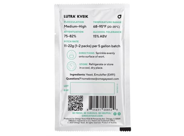 Lutra Kveik 11g Omega Yeast Dry Yeast / Kveik Tørrgjær 