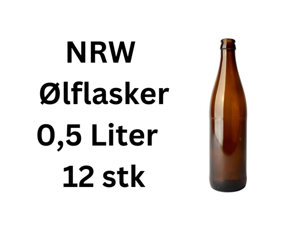 Eske med 12 stk- 0,5 Liter NRW ølflasker 