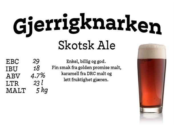 Gjerrigknarken Allgrain ølsett 23 liter, Skotsk Ale 