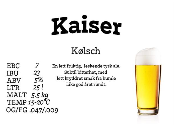 Kaiser Kölsch Allgrain ølsett 25 liter, Kølsch 