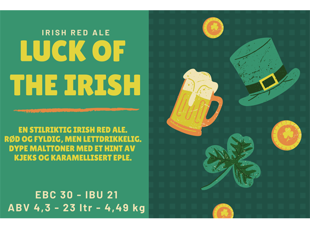 Luck of The Irish Allgrain ølsett 23 liter, Red Ale
