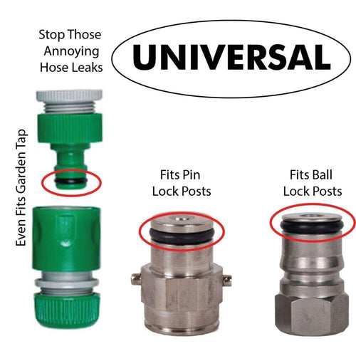 Svarte Nitrile N70 O-ringer for ball lock, pin lock og hageslangekoblinger, 10-pakning.