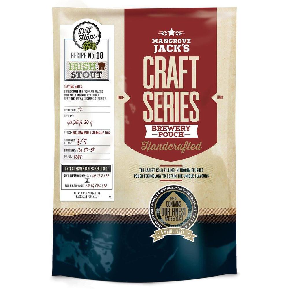 Mangrove Jack's #18 Irish Stout bryggepakke, 2,2 kg, med Goldings tørrhumle.