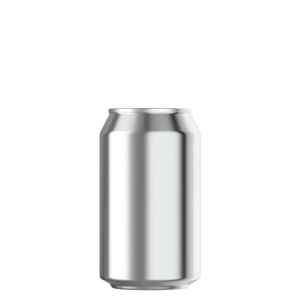 Sølvfarget 330 ml aluminium ølboks for hjemmebrygging.
