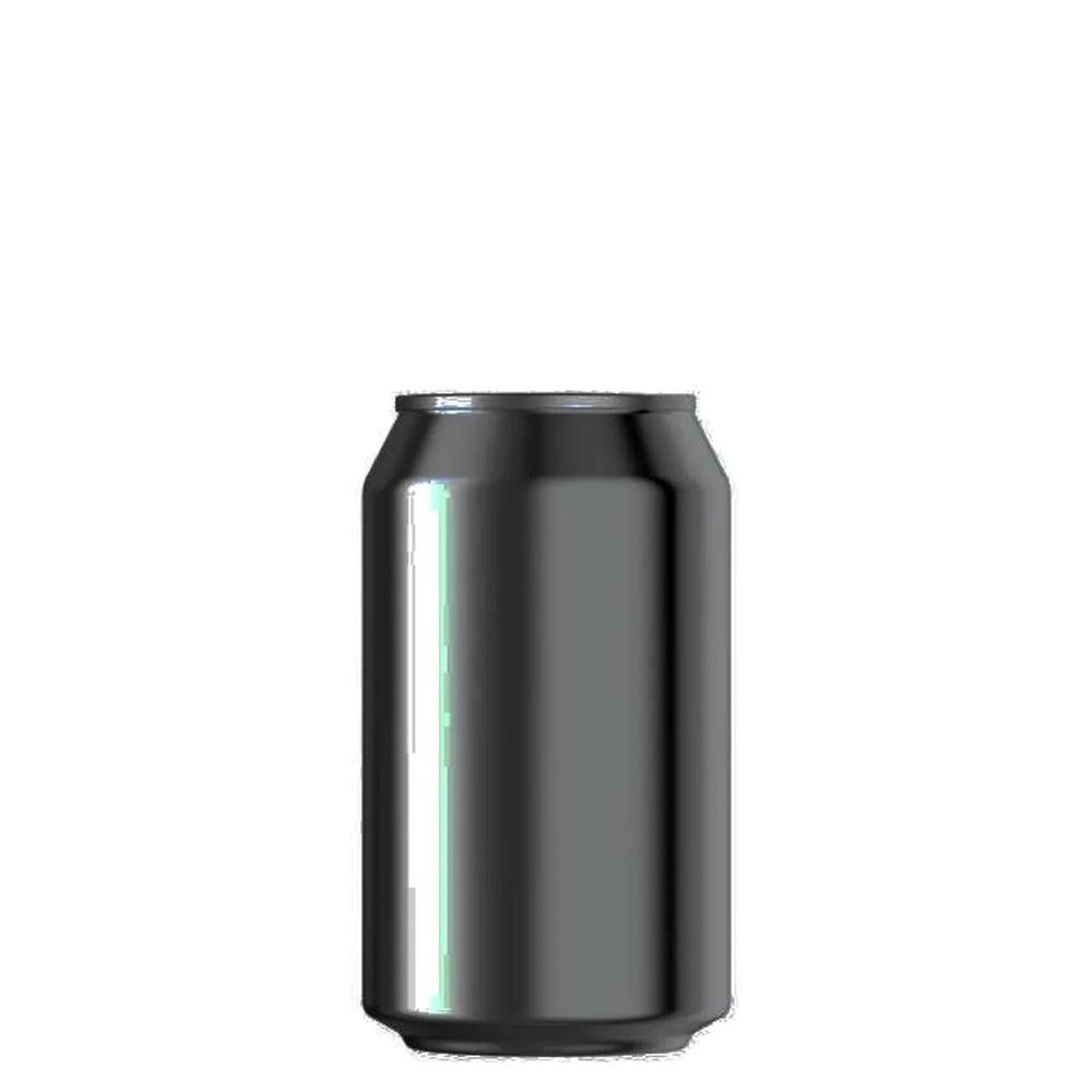 Svart 330 ml aluminium ølboks for hjemmebrygging.