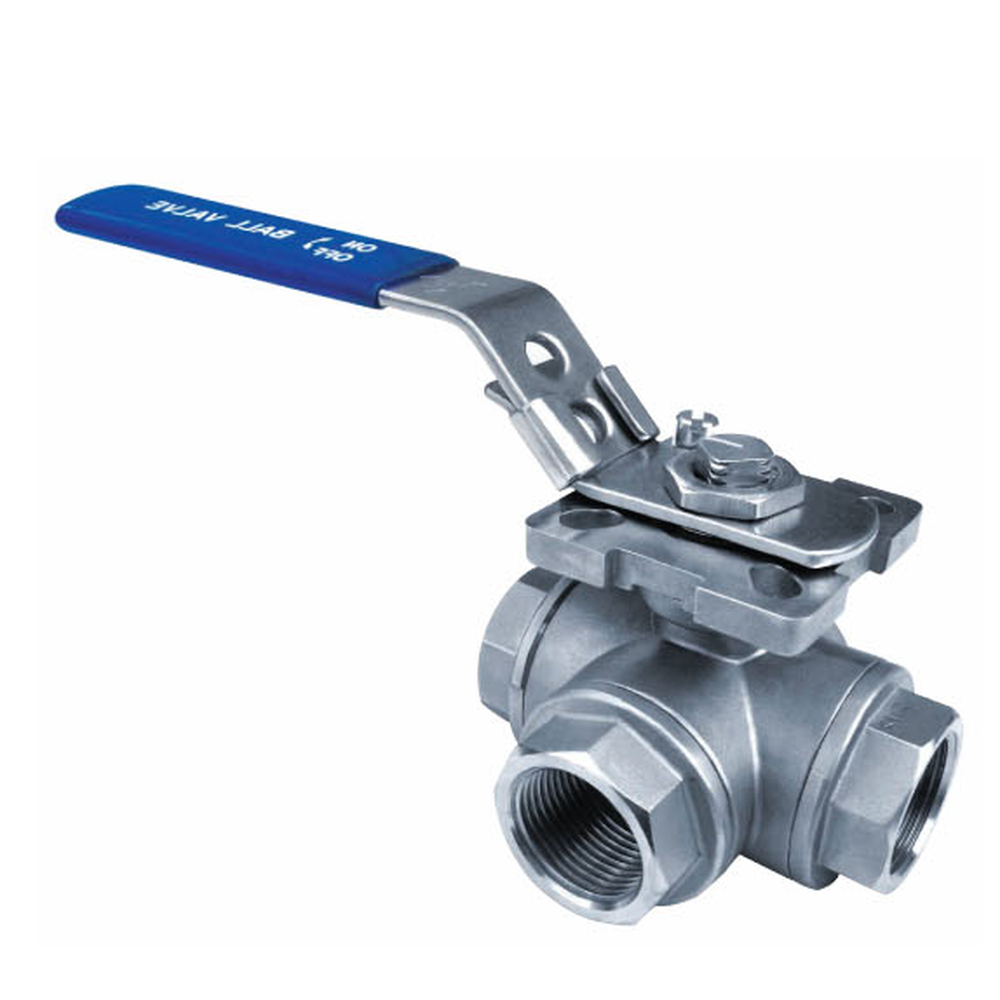 Kuleventil 1/2" 3-veis  Rustfritt 1/2" Kran 3-veis