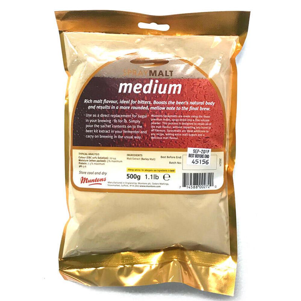 Spraymalt Medium 500g - Muntons Gir fylde og rikere smak