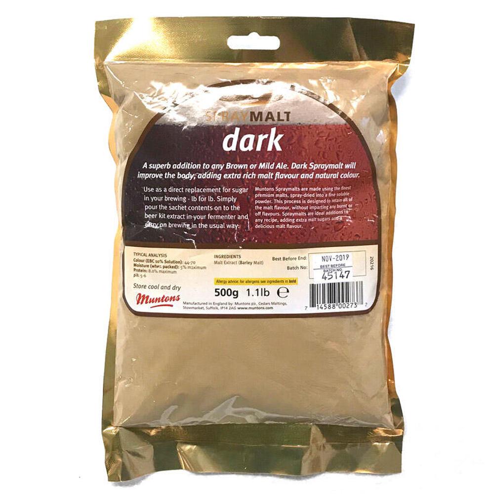 Spraymalt Dark 500g - Muntons Gir fylde og mørkere maltpreg