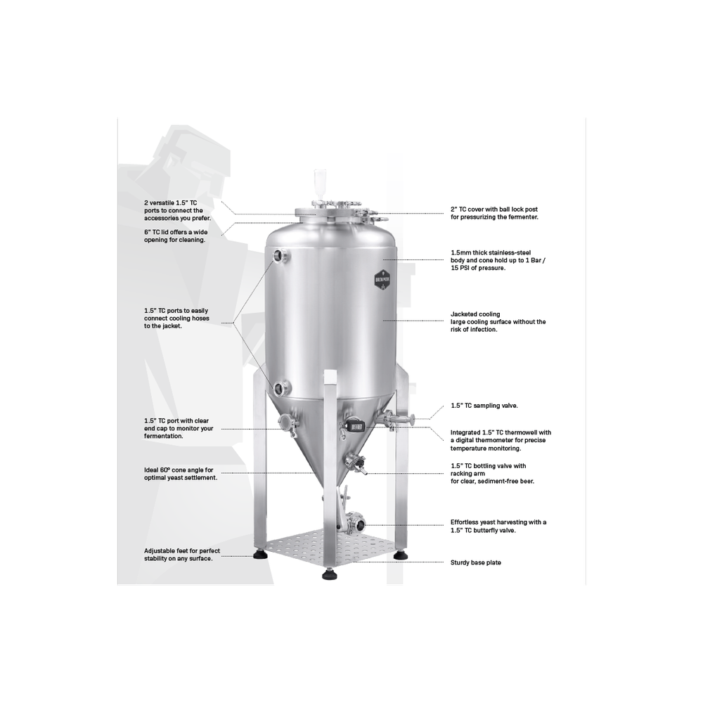 Brew Monk U60 Unitank - 60 L Trykktank i rustfritt stål