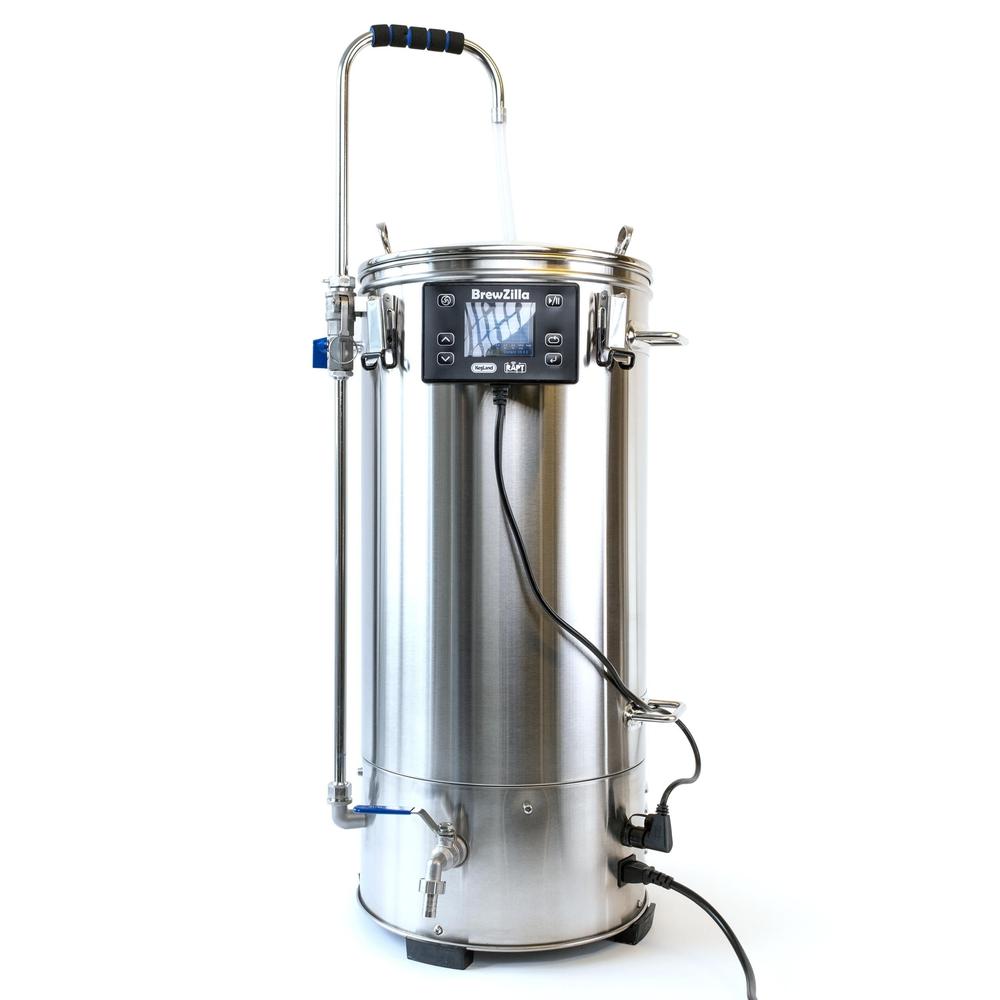 BrewZilla 35 Gen 4.1 RAPT bryggeapparat i rustfritt stål med digitalt kontrollpanel og sikteglass.
