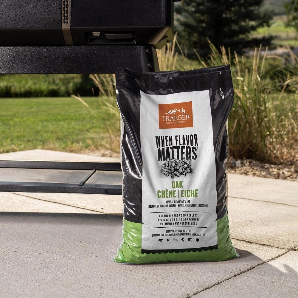 Traeger Oak grillpellets 9kg Mild og nøtteaktig røyksmak til kjøtt
