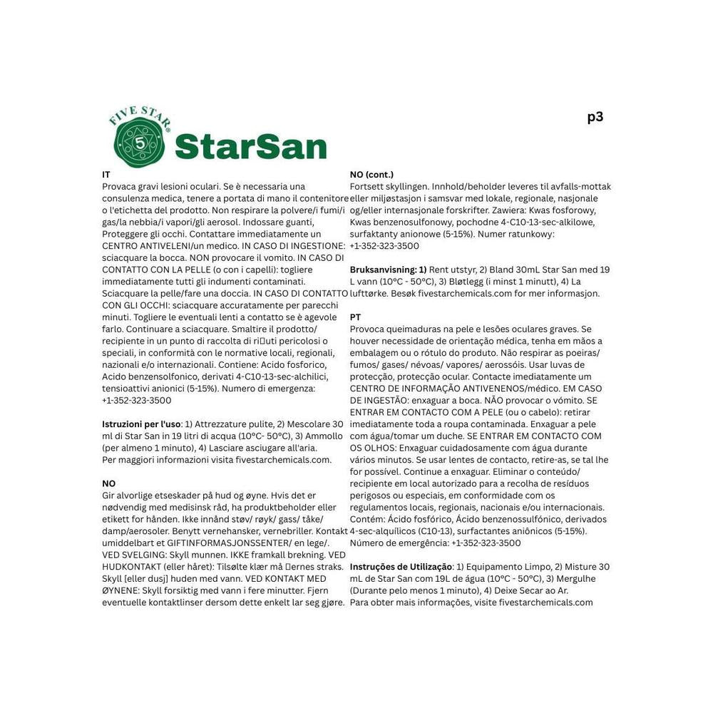 Star San 3.79 liter (1 Gallon) Desinfiseringsmiddel
