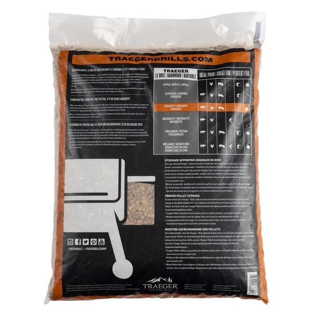 Traeger Hickory grillpellets 9kg Kraftig røyksmak til kjøtt og grønnsaker