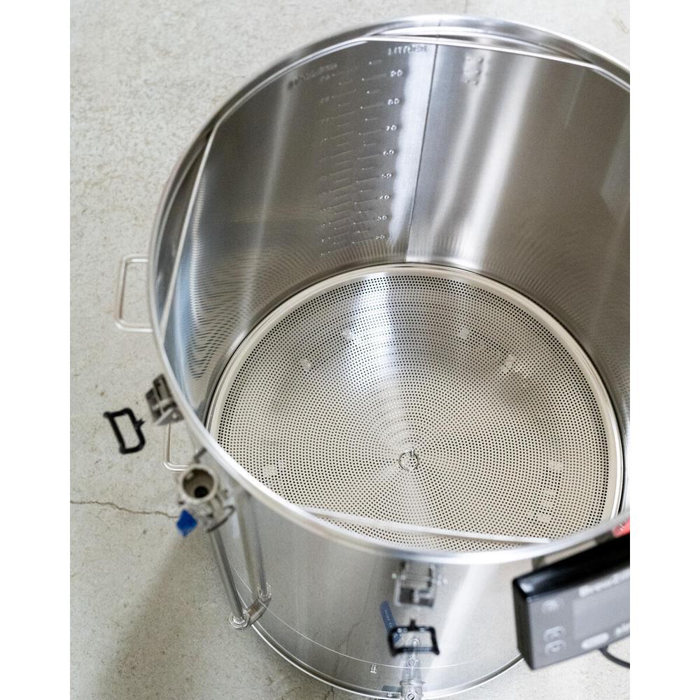 BrewZilla 100L Gen 4 RAPT WIFI bryggesystem i rustfritt stål med perforert bunn.