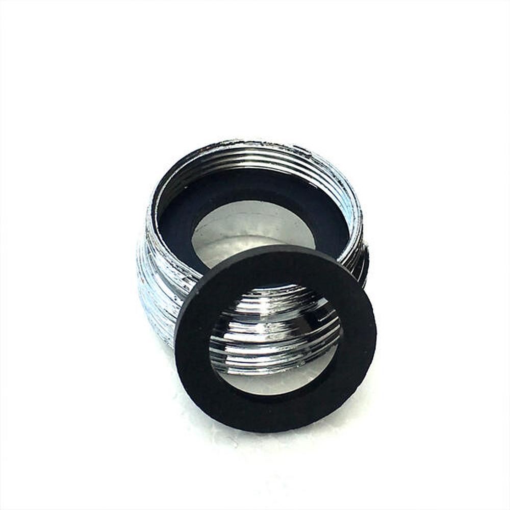 Kromfarget metalladapter med 3/4" NH-gjenger og svart gummipakning for flaskevasker.