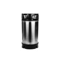 AEB Corneliusfat 12L i rustfritt stål med svarte topp- og bunnringer for hjemmebrygg.