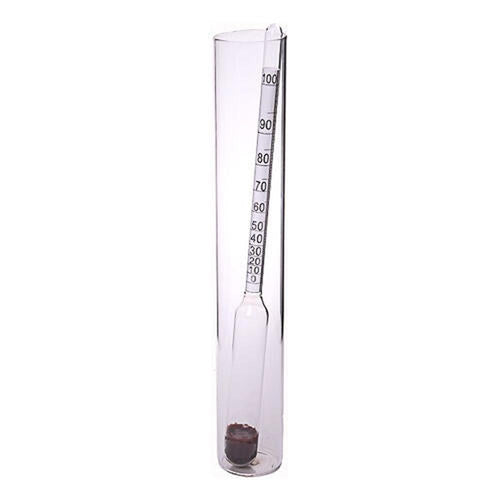 Alkometer 0-100% alkoholmåler i glass med måleglass for destillat.