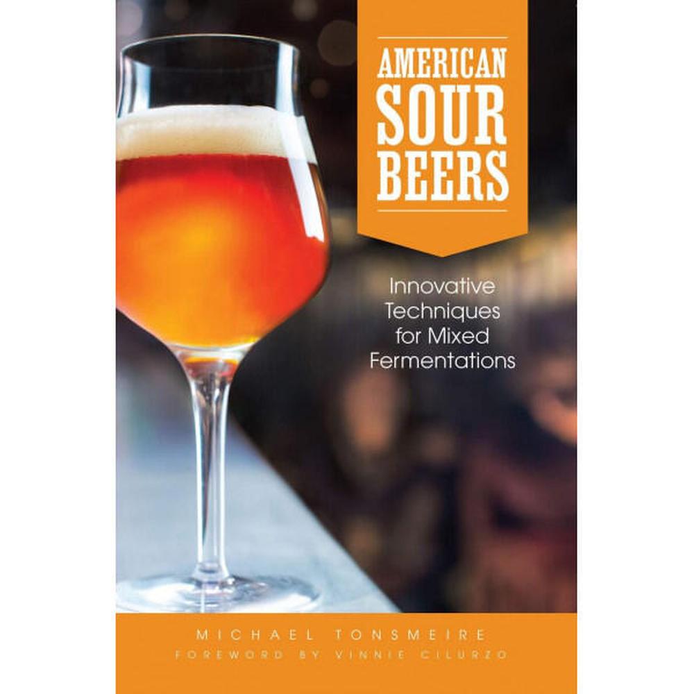 Bokomslag: "American Sour Beers" med et glass ravfarget øl og hvitt skum.