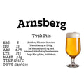 Arnsberg Tysk Pils maltsett 5 kg – gyllen øl i glass med hvitt skum