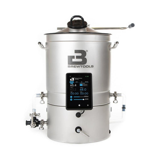 Brewtools B50 bryggemaskin i rustfritt stål med digital berøringsskjerm og slanger.