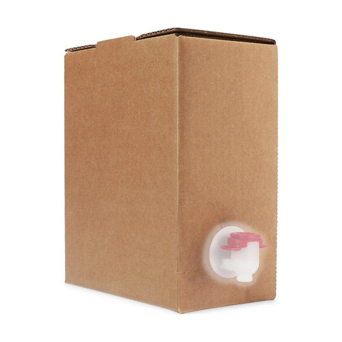 Bag-in-Box komplett sett 3L og 5L med brun pappeske og rød tappekran for vin og juice.