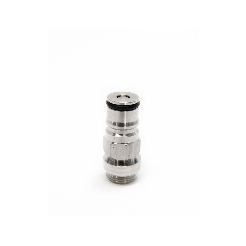 Sølvfarget ball lock spout i metall med svart o-ring, for Ultratap tappekran.
