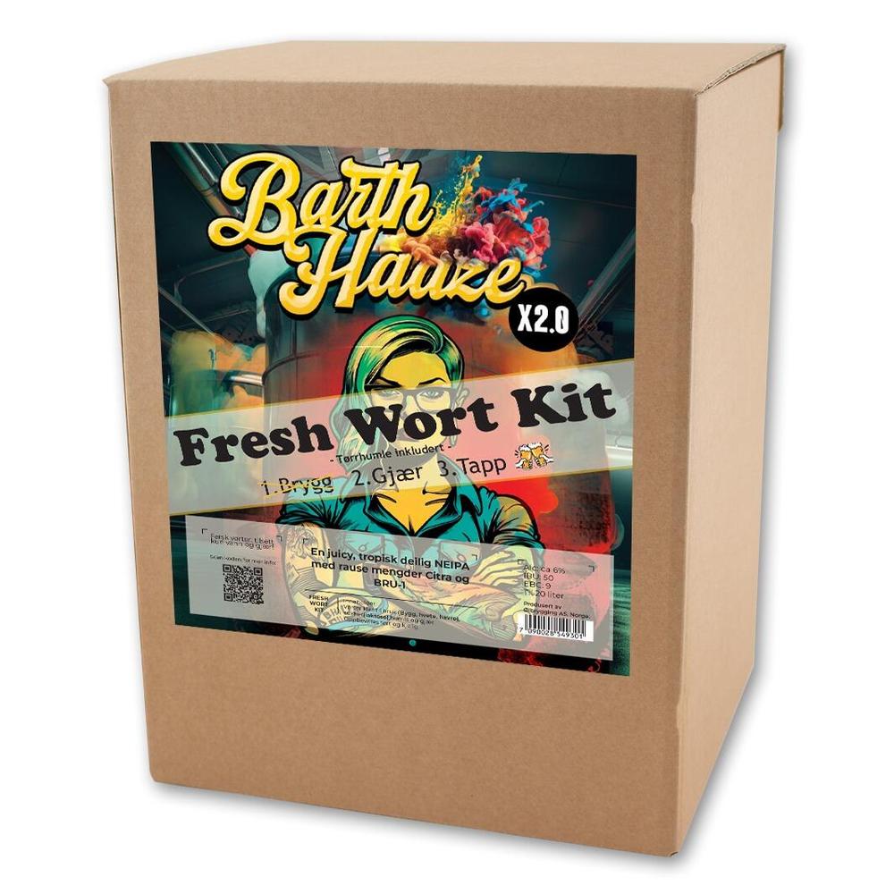 Barth Haaze X 2.0 Fresh Wort Kit NEIPA i pappeske for hjemmebrygging.