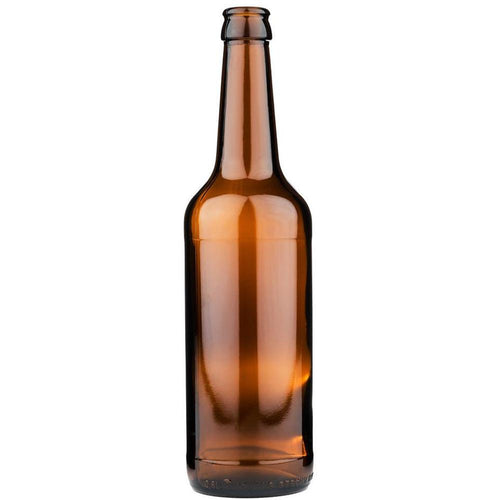 Tom, brun 520 ml ølflaske med 26 mm munning, klar for gjenbruk til hjemmebrygg.