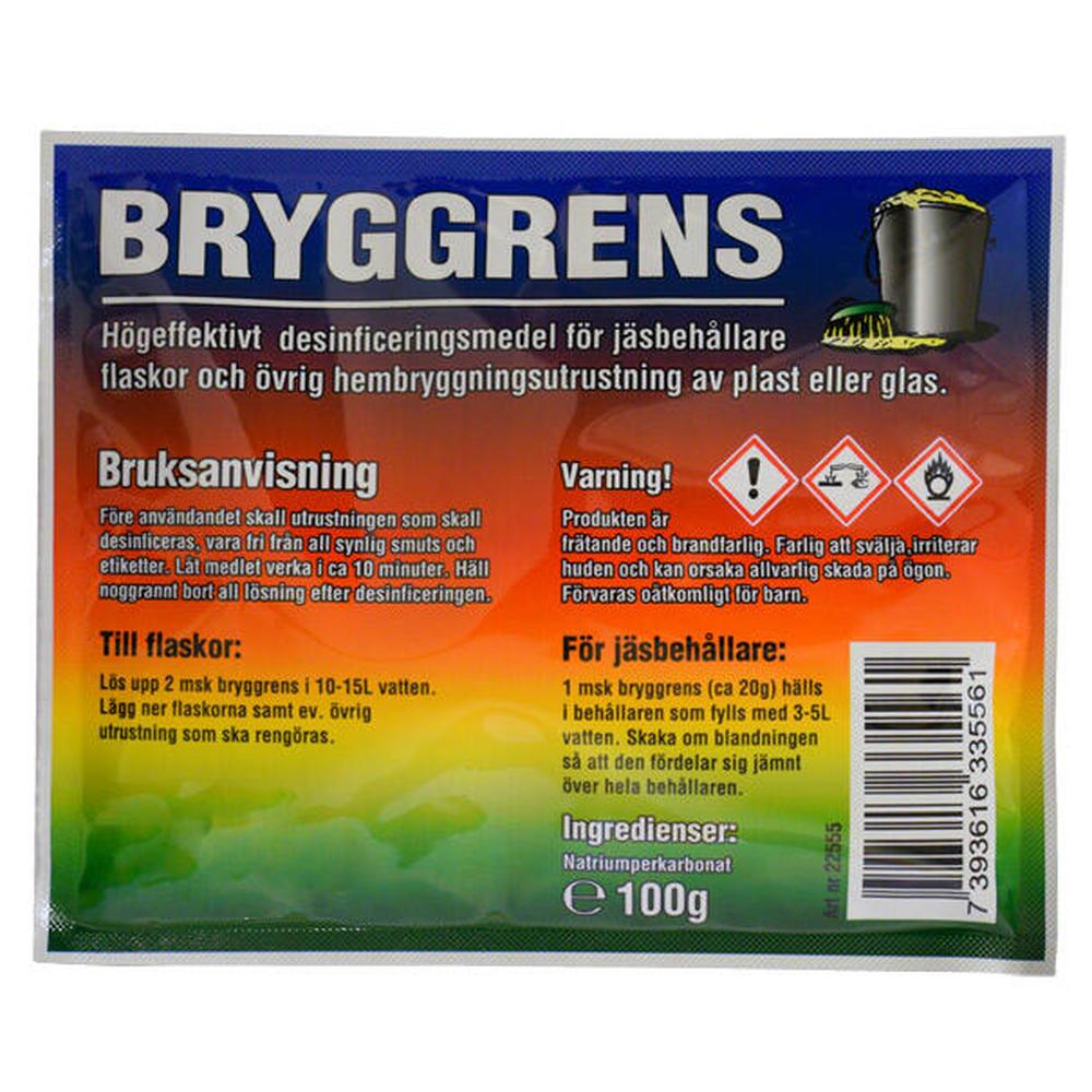 Bryggrens 100g kraftig basisk vaskemiddel for hjemmebrygg.