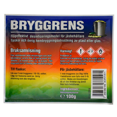 Bryggrens 100g kraftig basisk vaskemiddel for hjemmebrygg.