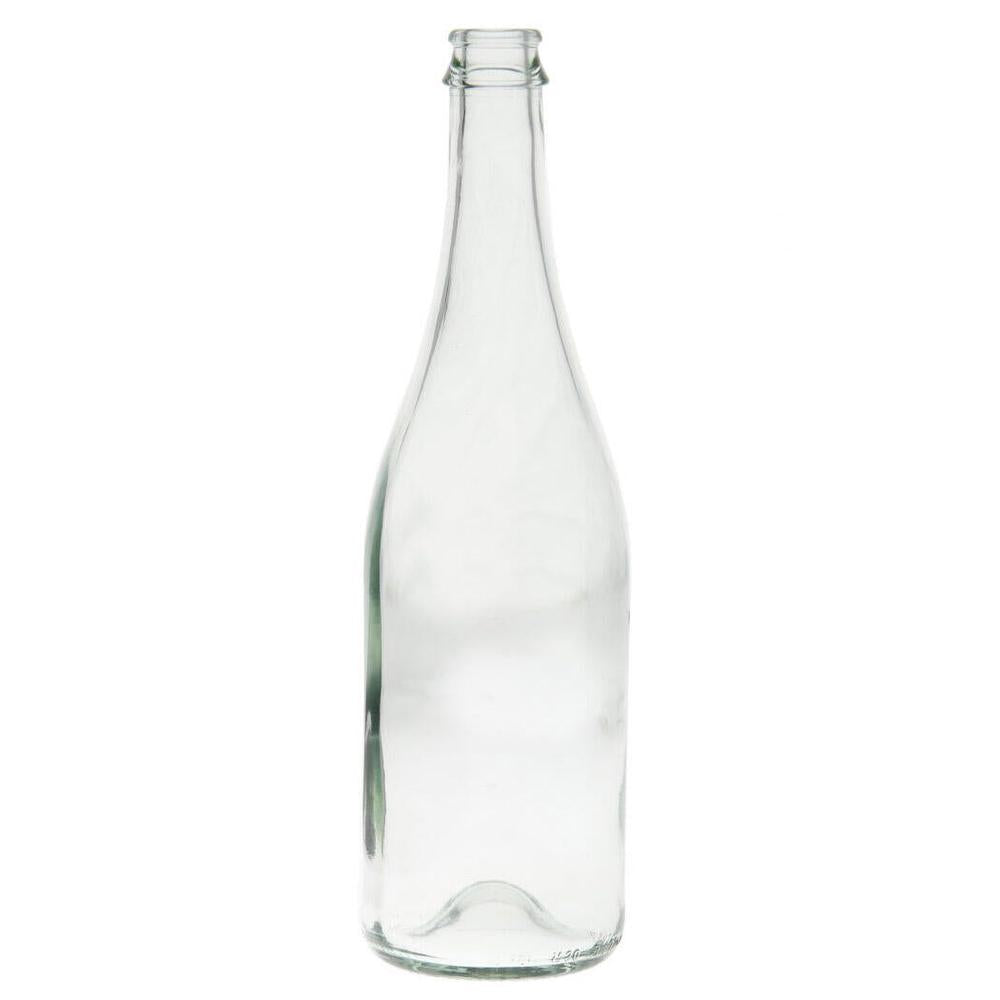 Klar champagneflaske 0,75L i glass, 560g, med 29mm munning for natur- eller plastkork.
