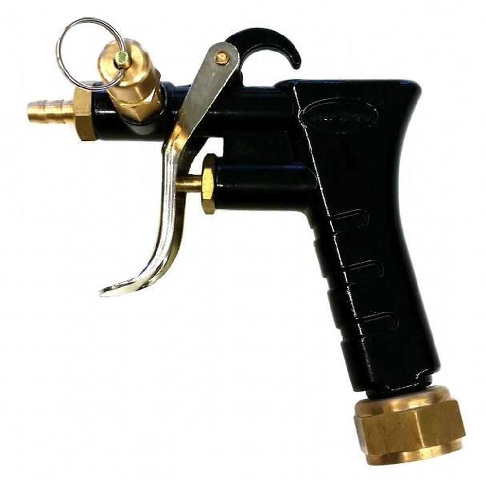 Svart CO2-pistol med messingkoblinger og avtrekker, for Sodastream-flasker og hjemmebrygg.