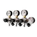 Co2 regulator i metall med 3 utganger og 4 manometer for ølbrygging.