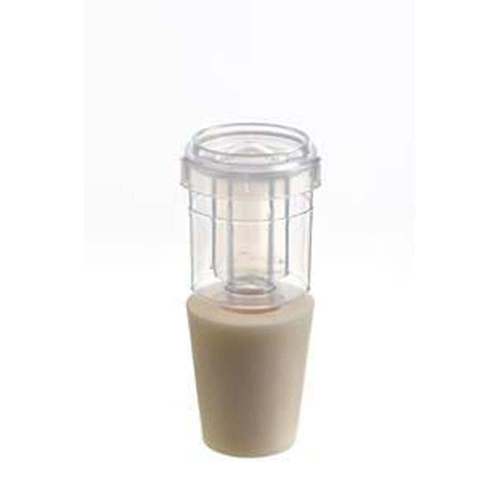 Kompakt mini gjærlås, 2-delt, transparent plast med beige gummipropp – hjemmebrygg