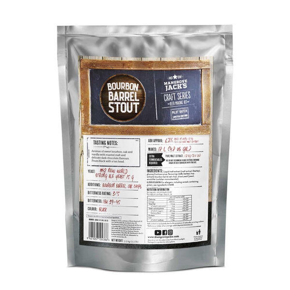 Mangrove Jack's Bourbon Barrel Stout 2,5 kg ølsett med eikechips.