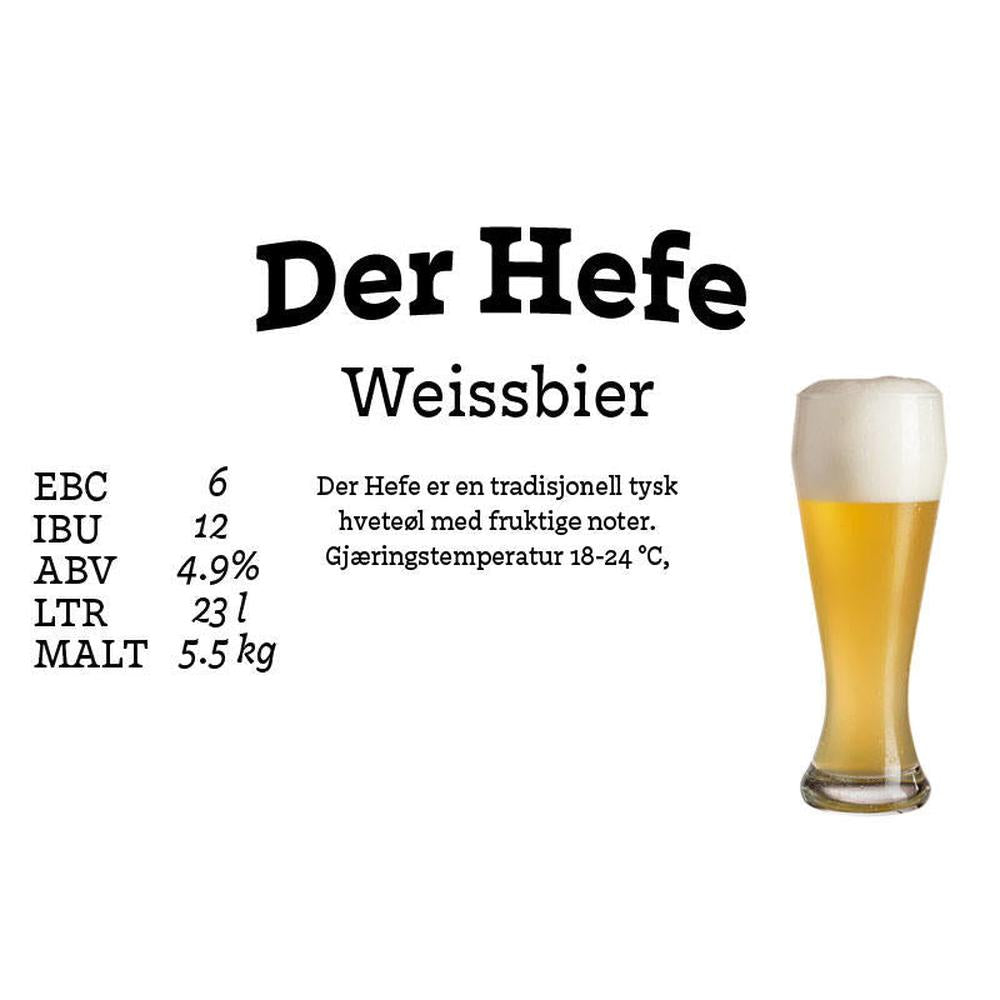 Der Hefe Weissbier tysk hveteøl med fruktige noter, 23 liter, 5.5 kg malt.