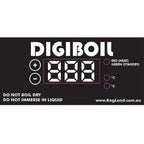 DigiBoil digital temperaturkontroller display med innstillinger og advarsler.