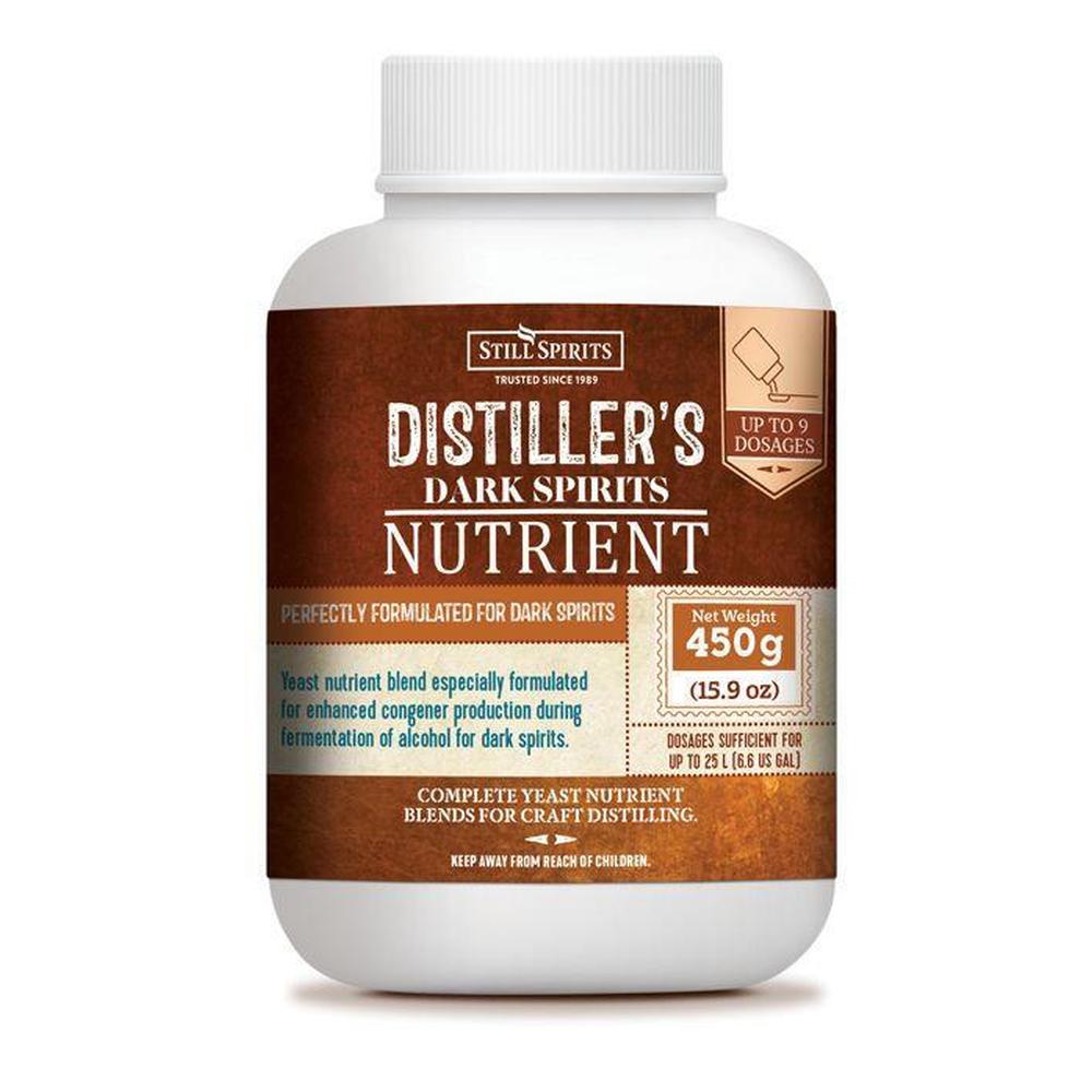 Still Spirits Distiller's Nutrient Dark Spirits 450g næringsblanding i hvit flaske.