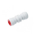 DMfit hvit acetal enveisventil med røde push-fit hurtigkoblinger for OD-slanger.