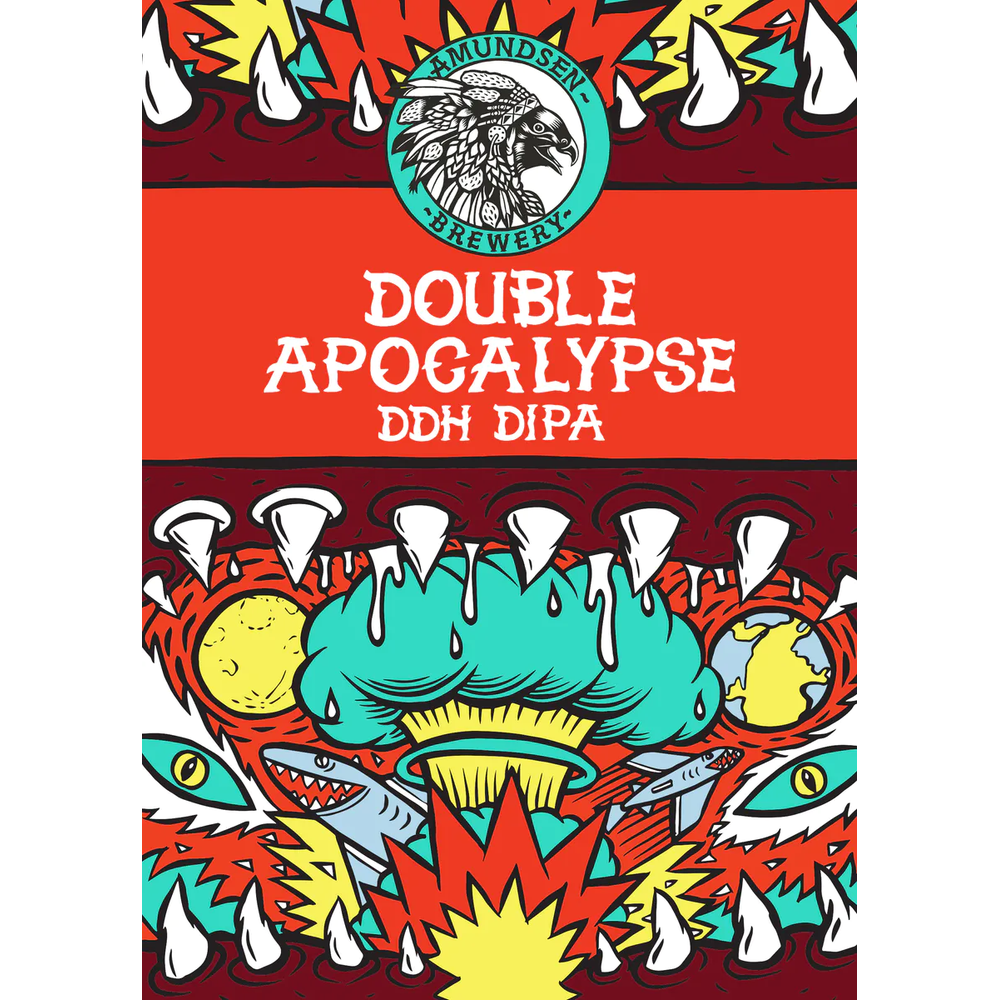 Amundsen Brewery Double Apocalypse DDH DIPA ølsett for hjemmebrygging, med fargerik, apokalyptisk design.