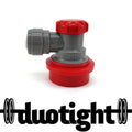 Rød Duotight 6,35mm ball lock for CO2 med hurtigkobling og 90° vinkel.