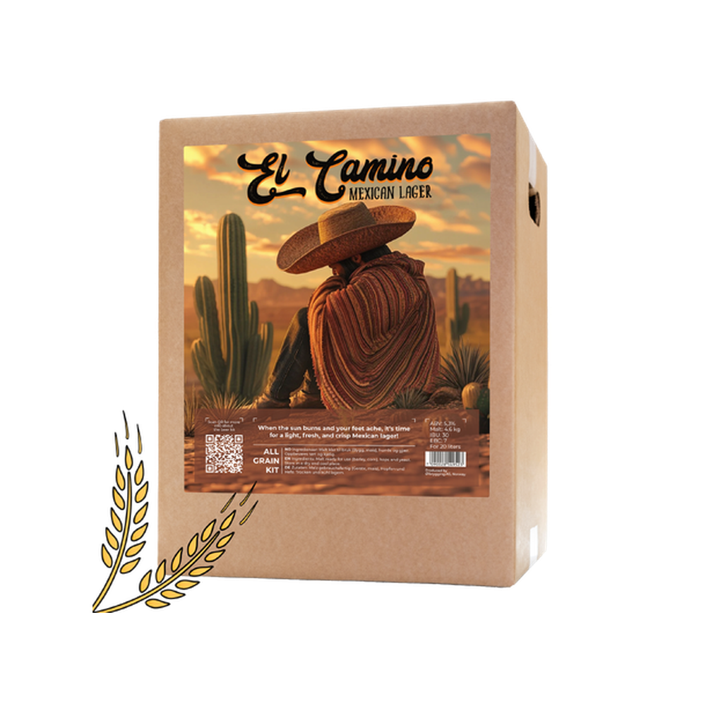 El Camino Mexican Lager allgrain ølsett for 20 liter, med 4,6 kg malt og humle.