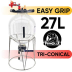 FermZilla 27L Tri-conical gjæringstank med EasyGrip lokk og stativ.