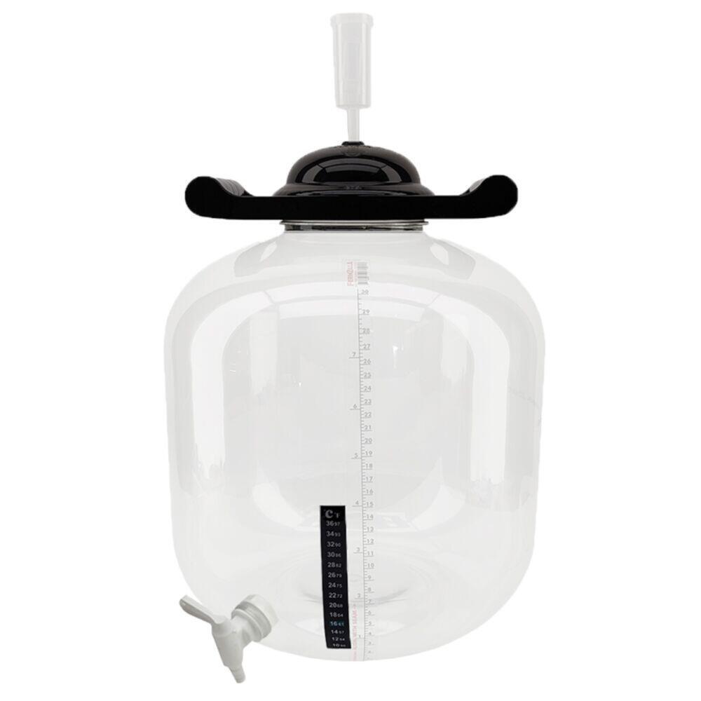 FermZilla 30L Flat Bottom PET gjæringstank med kran, gjærlås og termometer.