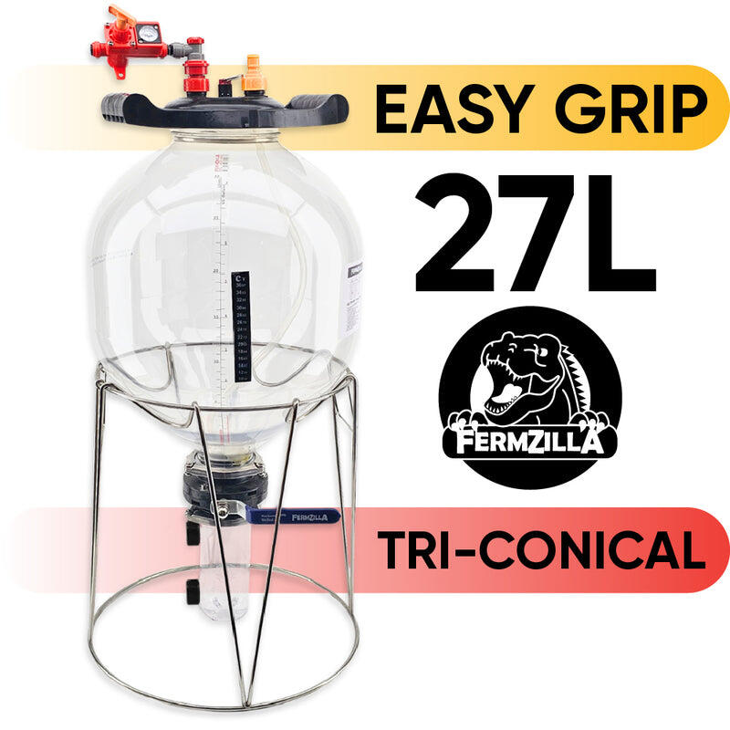 FermZilla 27L Tri-conical EasyGrip Start -  Nytt lokk med flere funksjoner