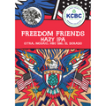 Fargerik etikett for Amundsen Freedom Friends Hazy IPA med ørn, humle og amerikanske flagg.
