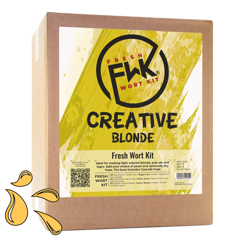 FWK Creative Blonde Fresh Wort Kit i pappeske med gul etikett.