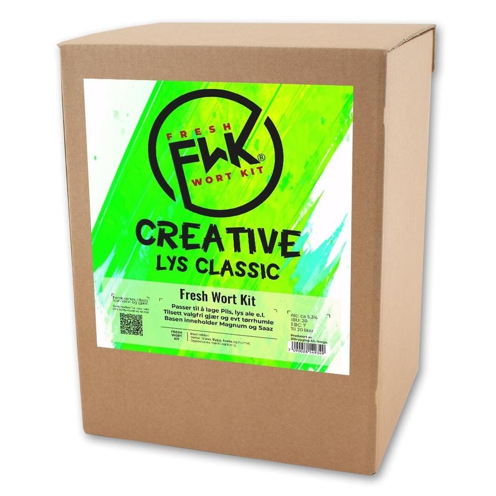 FWK Creative Lys Classic Fresh Wort Kit i pappeske for hjemmebrygging.