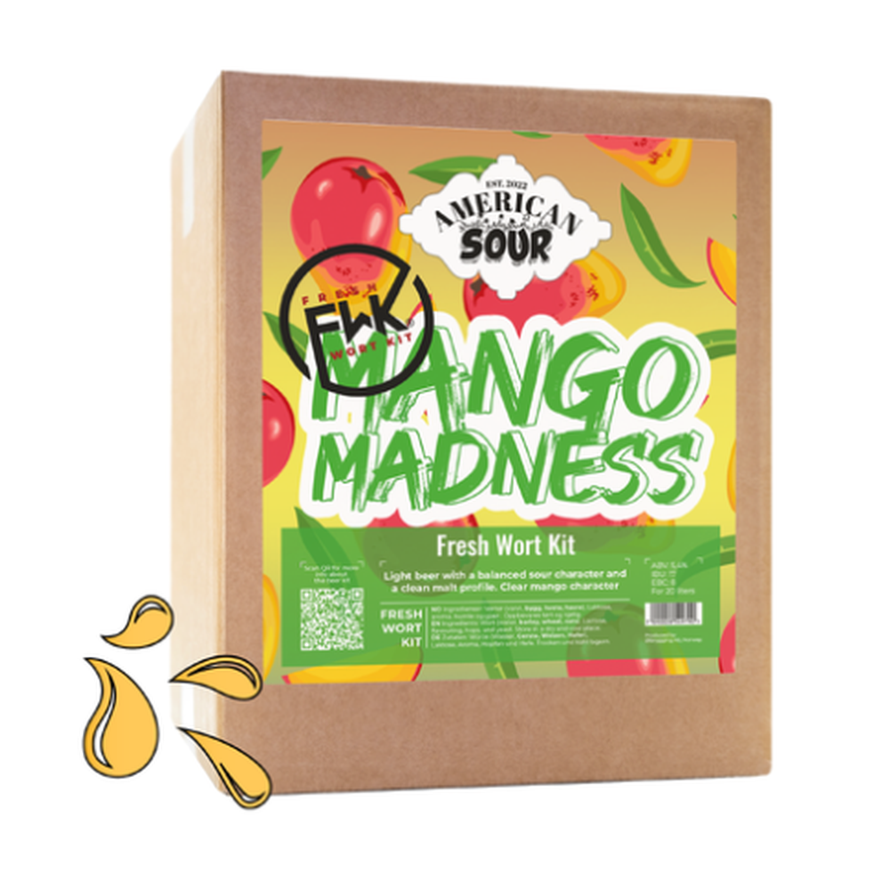 FWK Mango Madness Fresh Wort Kit i brun eske med fargerik mango-etikett.