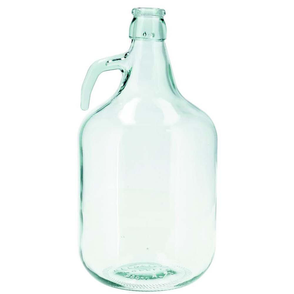 Klar glassballong 5 liter med smal åpning og hank for vinlegging og hjemmebrygging.